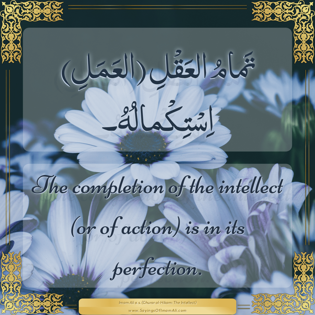 The completion of the intellect (or of action) is in its perfection.